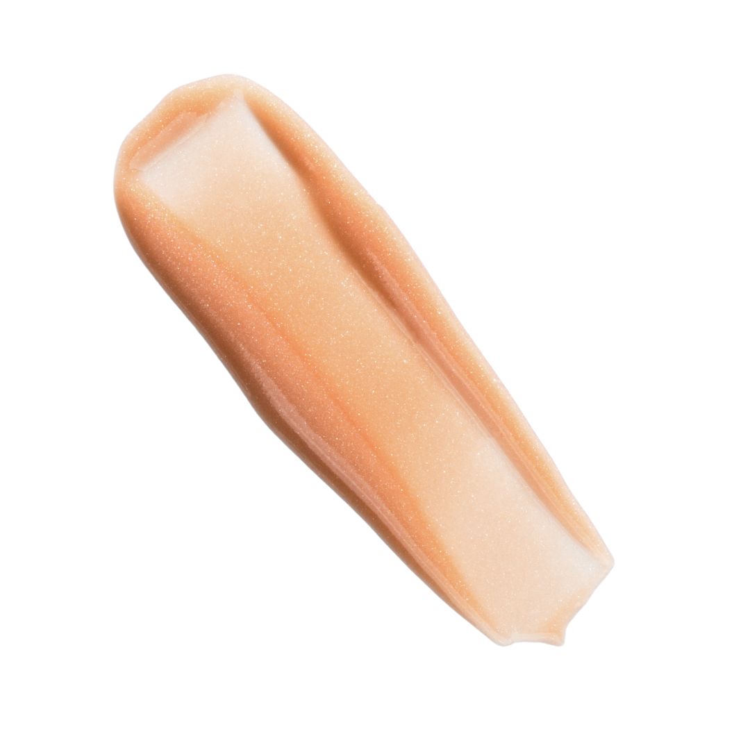 Beige makeup swatch on a white background
