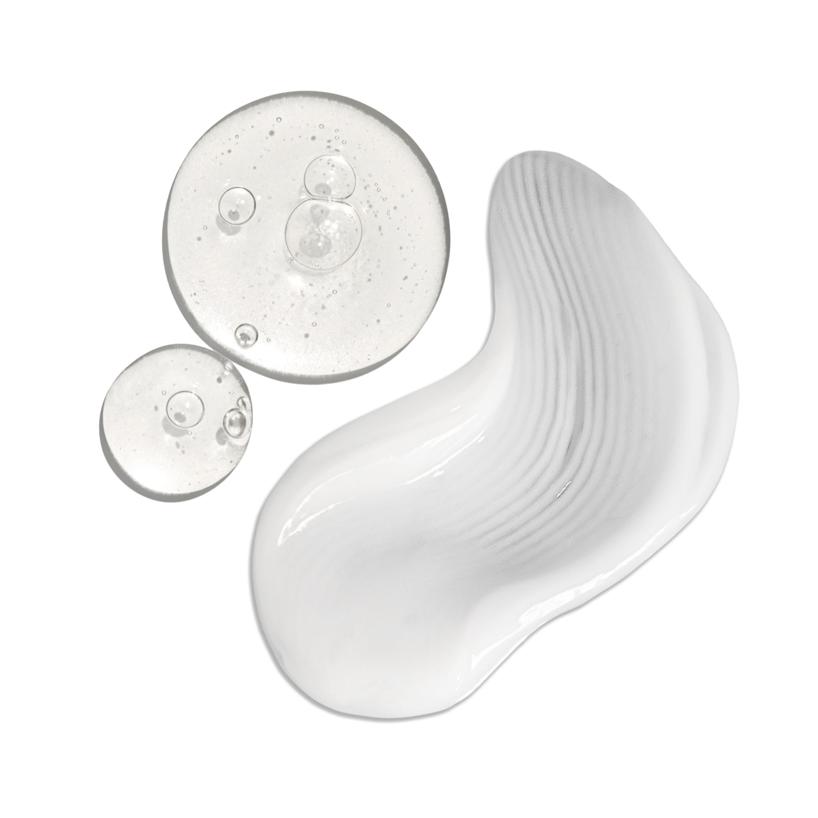 white product swatch and droplets