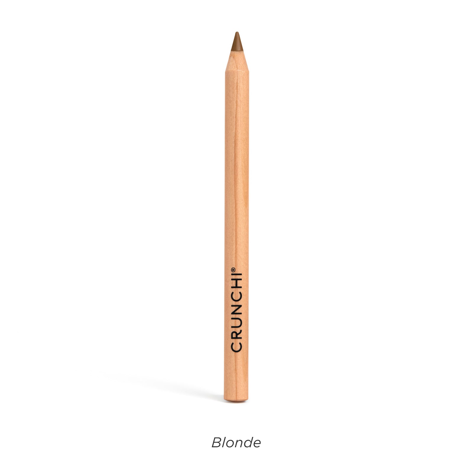 Brown eyebrow pencil with 'CRUNCH!' branding on a white background