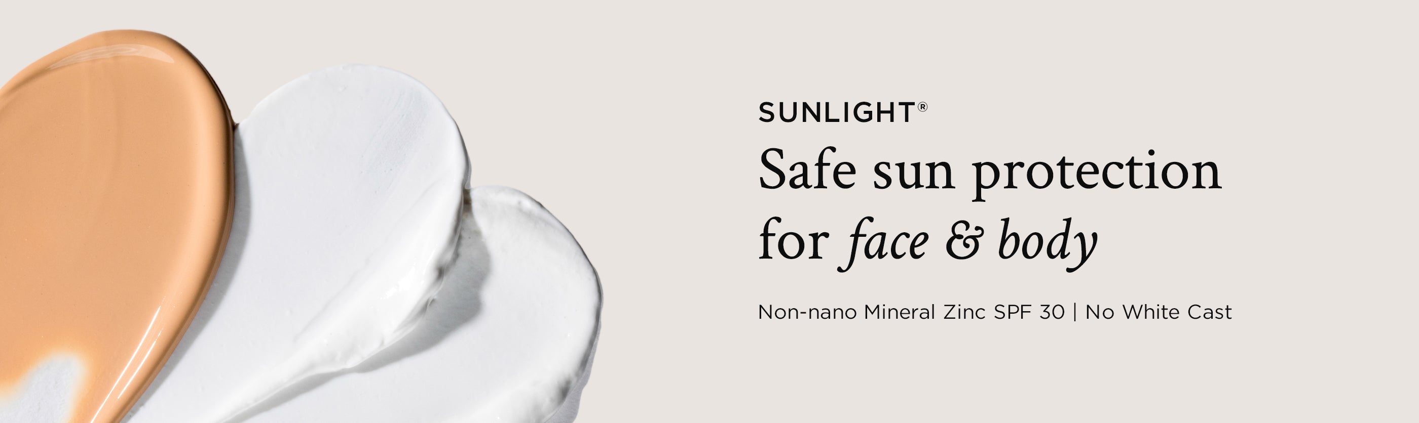 Sunlight sunscreen with applicator and text on a light background